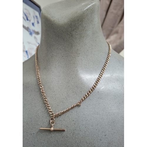 56 - Antique 9ct Rose gold chain with T-bar,

7.9 grams