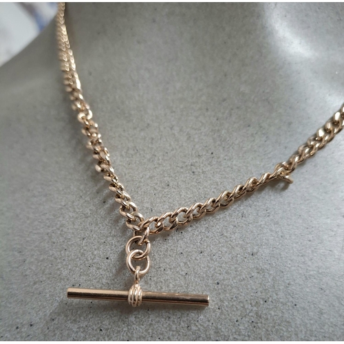 56 - Antique 9ct Rose gold chain with T-bar,

7.9 grams