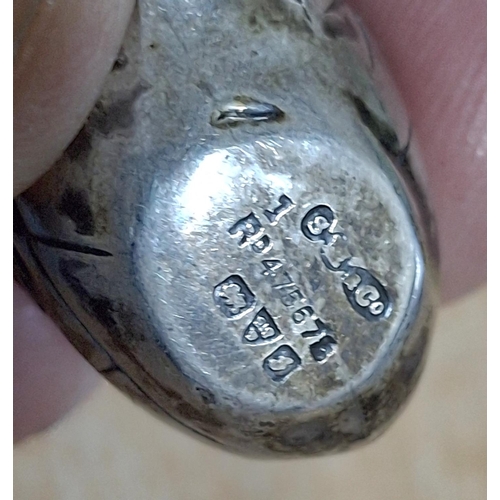 1 - Indistinctly marked Chester silver antique pin cushion in the form of a Quail bird
