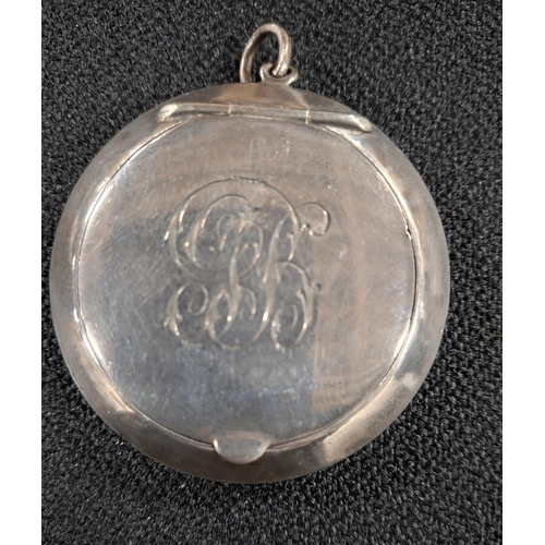12 - Large circular, hinge lidded Birmingham 1919 silver pill box,

approx 29 grams