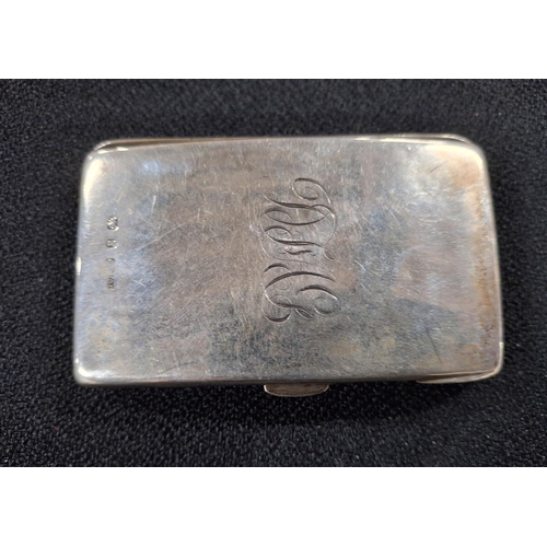 13 - Edwardian silver curved, oblong card case with brown leather interior, indistinctly hallmarked,

60 ... 