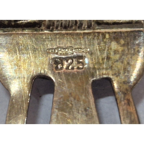 19 - Silver book mark in the form of an Owl together with an antique mother of pearl handled fruit knife ... 