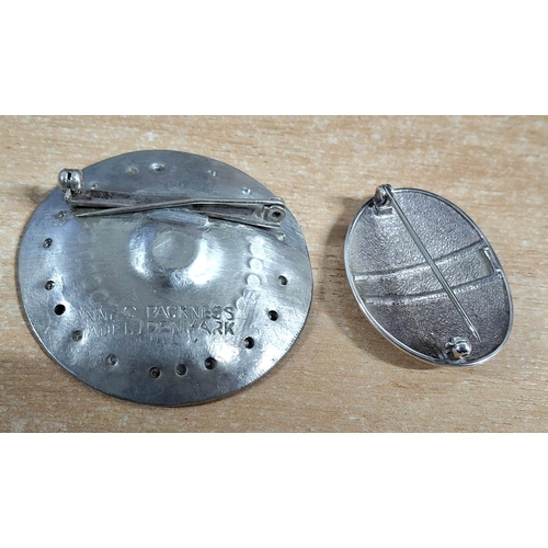 34 - Anne C Packness of Denmark, large vintage pewter brooch together with a 925 oval |Celtic shield styl... 