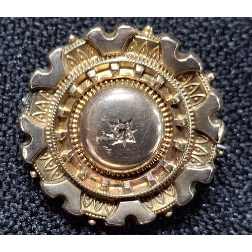 44 - Collection of seven antique brooches and an old jewellery box, the brooches include a jet mourning b... 