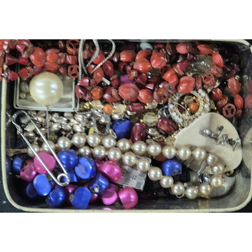 45 - Tin of later 20thC costume jewellery (Qty)