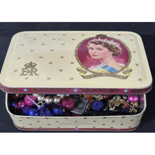 45 - Tin of later 20thC costume jewellery (Qty)