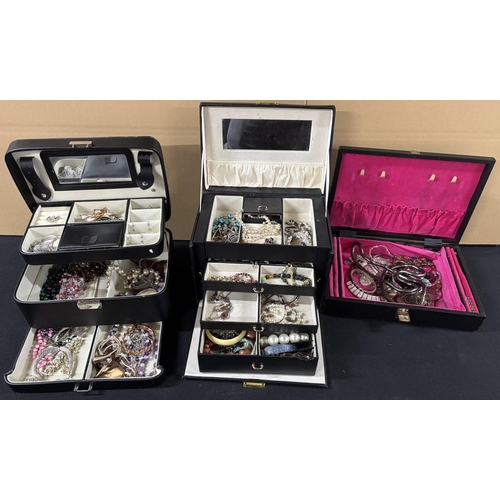 47 - 3 Costume jewellery boxes including costume jewellery