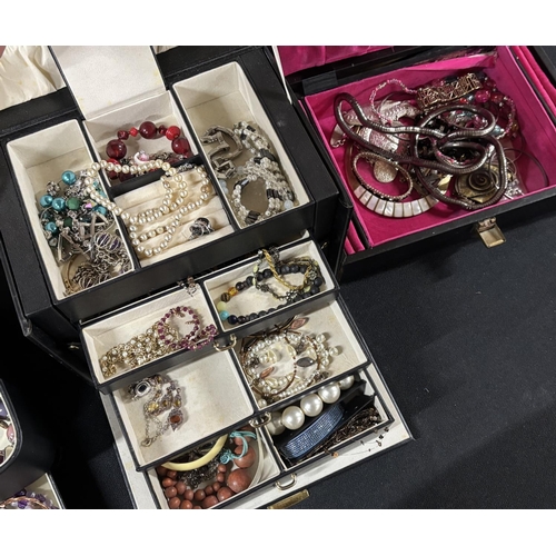 47 - 3 Costume jewellery boxes including costume jewellery