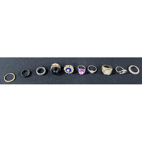 50 - 10 Rings including 1 with a Pink garnet or Ruby
