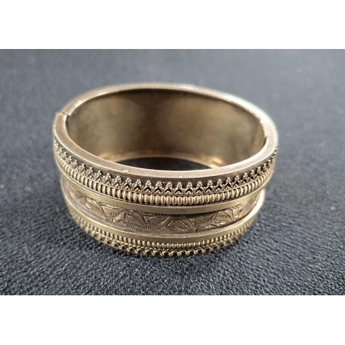51 - Stunning 20thC wide, solid, hinged silver gilt bracelet stamped STERLING,

Approx 29 grams