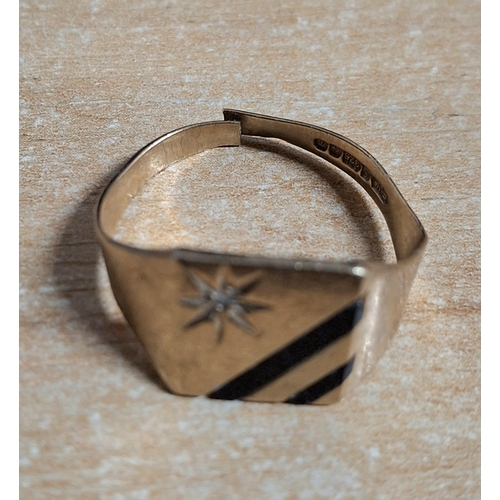 58 - Hallmarked 9ct gents yellow gold signet ring  (a/f),

2.8 grams gross