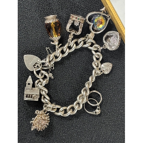 28 - Silver charm bracelet with some Silver charms 

58.3g gross