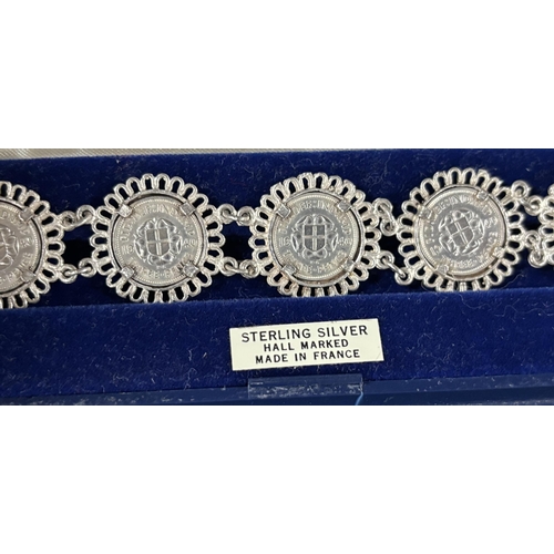 30 - Sterling Silver hallmarked made in France, Coin bracelet

26g
