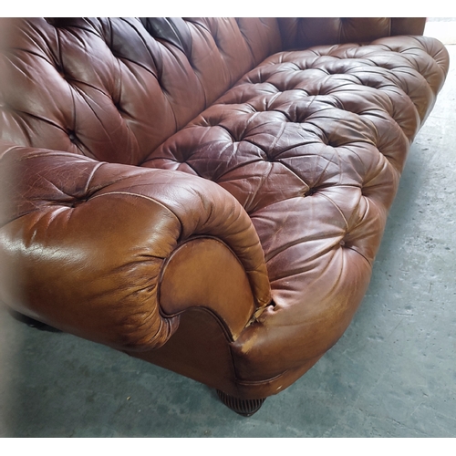 689 - Brown Chesterfield sofa