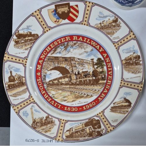 488 - Royal Copenhagen plate, cup and saucer together with Railway themed mugs and plates, mainly Coalport... 