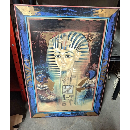 573 - Large, limited edition Tutankhamen porcelain plaque,

Approx 50 x 30cm