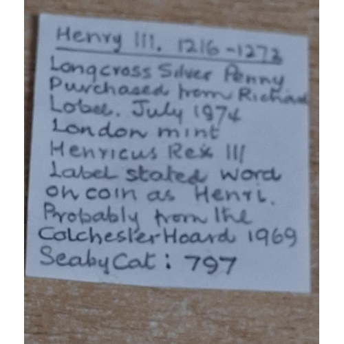 266 - HENRY III (1216-1272) LONG CROSS SILVER PENNY, LONDON MINT