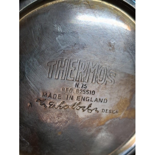 381 - Mid 20thC white metal Thermos with cork stopper together with a Bossons Eagle wall plaque (2)