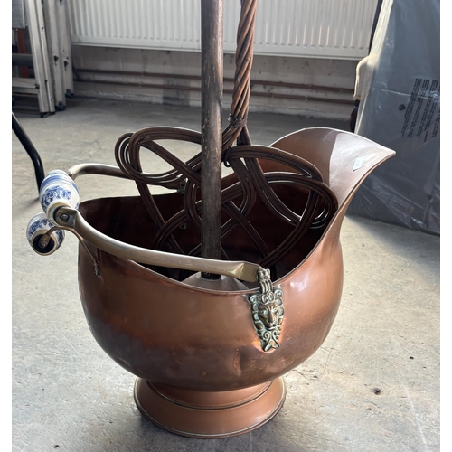 382 - Delph Cooper coal bucket with wooden beater