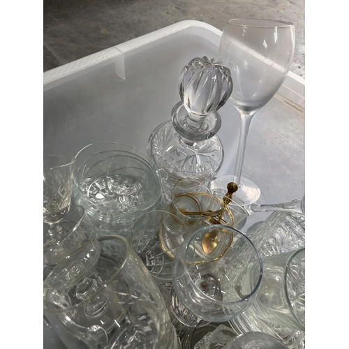 386 - Box of glassware including very nice Decanter