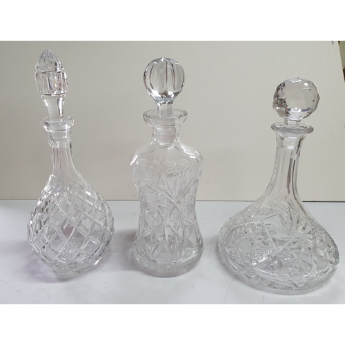 387 - 3 cut glass decanters