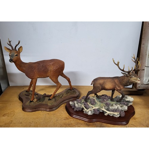 394 - Ceramic deer and a border fine arts stag figure 