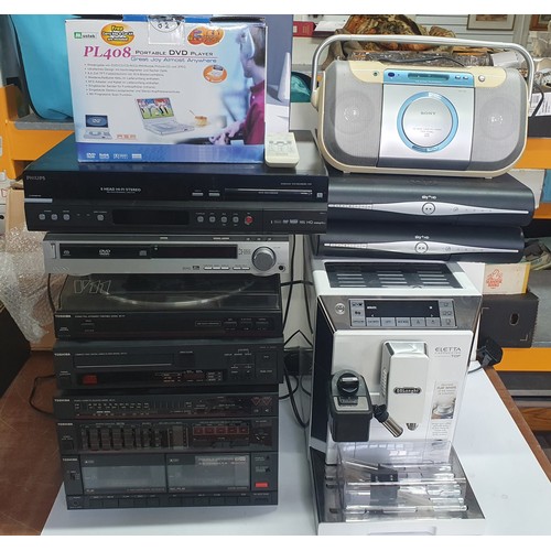 373 - Mixed electronics including coffee maker sky boxes etc