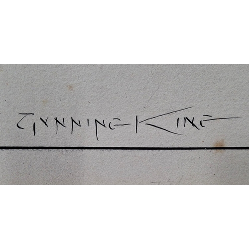 252 - Large William Gunning King (1859-1940) pen & ink study of 2 country man talking in the street with c... 