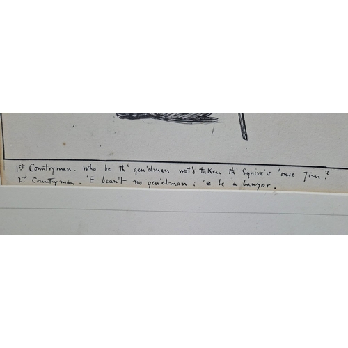 252 - Large William Gunning King (1859-1940) pen & ink study of 2 country man talking in the street with c... 