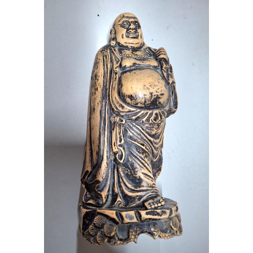 120 - 18th or early 19thC wooden Oriental figure of a robed man
