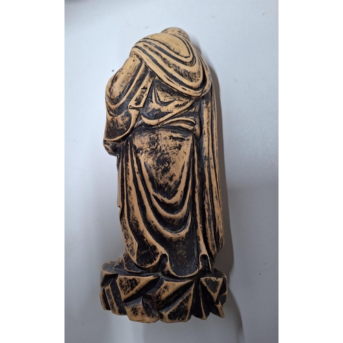 120 - 18th or early 19thC wooden Oriental figure of a robed man