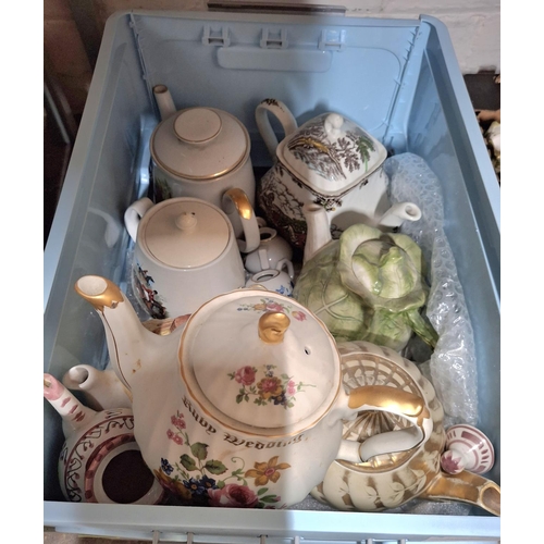 130 - Box full of ceramic tea pots including Sadler examples (Qty)