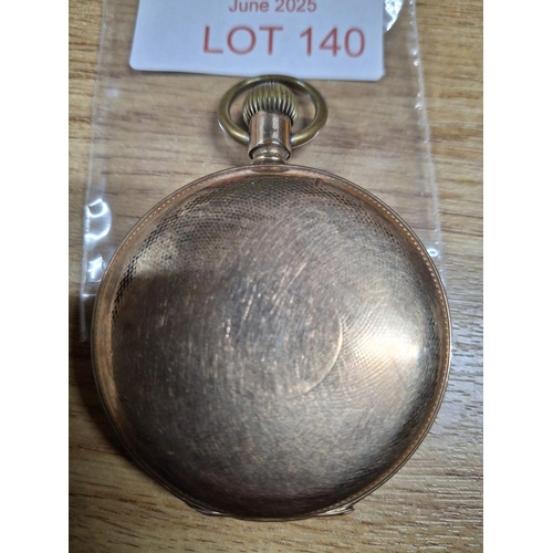 140 - Antique Waltham USA gold plated hunter pocket watch
