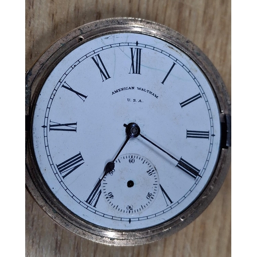 140 - Antique Waltham USA gold plated hunter pocket watch
