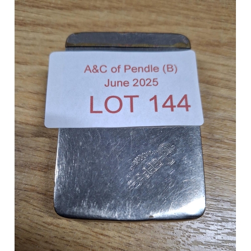 144 - Saville of London, mid 20thC white metal razor blade holder engraved June