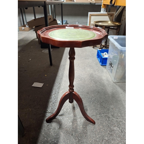 178 - Wooden leather topped side table