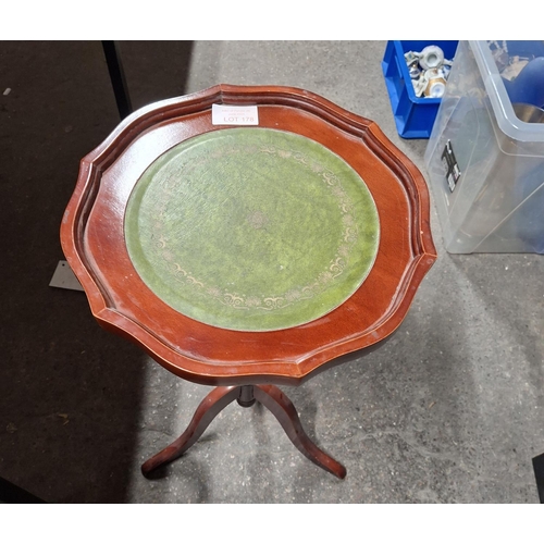 178 - Wooden leather topped side table