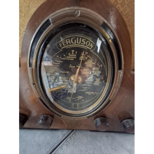 Large, early 20thC wooden Ferguson value radio