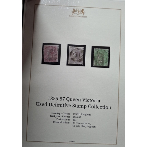 175 - Two Harrington & Byrne folders, both containing used QV surface printed GB stamps