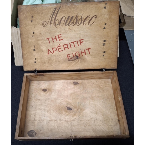 193 - Old 8 baby Moussec wooden box with original delivery label still attached for the Royal Hotel, Barmo... 