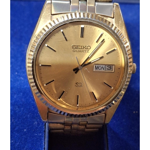 254 - Boxed Seiko gents wristwatch with gilt metal strap
