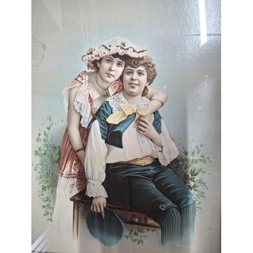 390A - Pair of good quality Victorian prints of young couples, both framed (2)