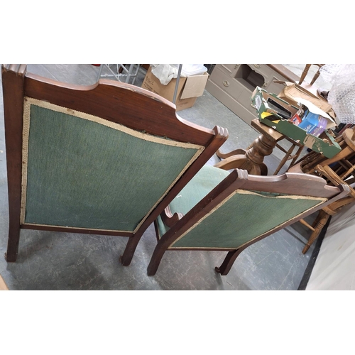 411 - Two large upholstered Victorian chairs (both a/f)