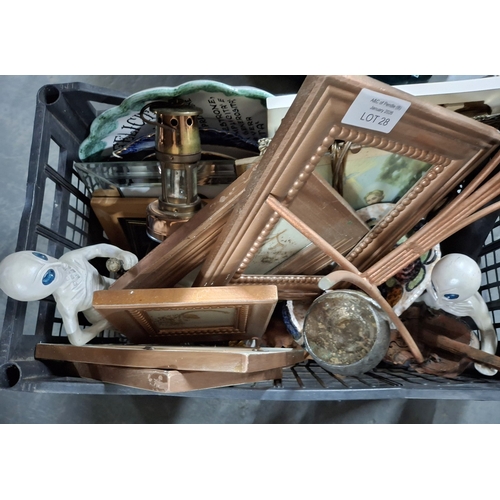 Plastic crate filled with good quality collectables and picture frames ...