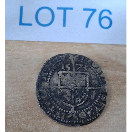 Elizabeth I 1573 silver hammered three pence coin