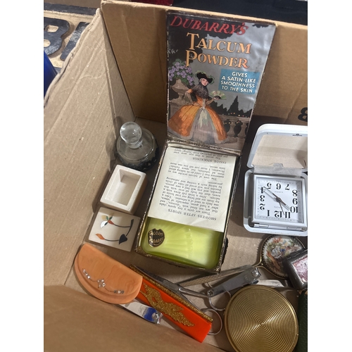 Box of collectables including compacts etc
