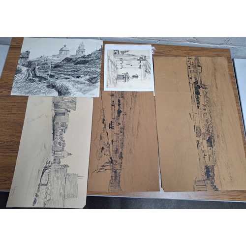 63 - Five, Joseph Pighills (Yorkshire 1901-1984) various sized Pen & ink/pencil sketches depicting MALTA ... 