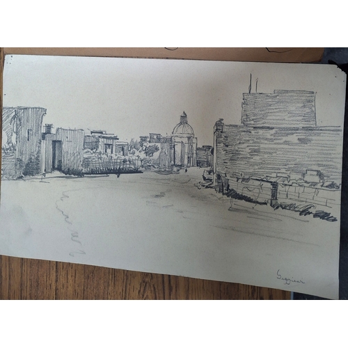 63 - Five, Joseph Pighills (Yorkshire 1901-1984) various sized Pen & ink/pencil sketches depicting MALTA ... 
