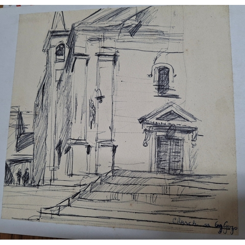 63 - Five, Joseph Pighills (Yorkshire 1901-1984) various sized Pen & ink/pencil sketches depicting MALTA ... 