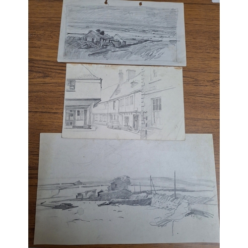 67 - Eight, Joseph Pighills (Yorkshire 1901-1984) medium sized pencil sketches depicting Yorkshire landsc... 